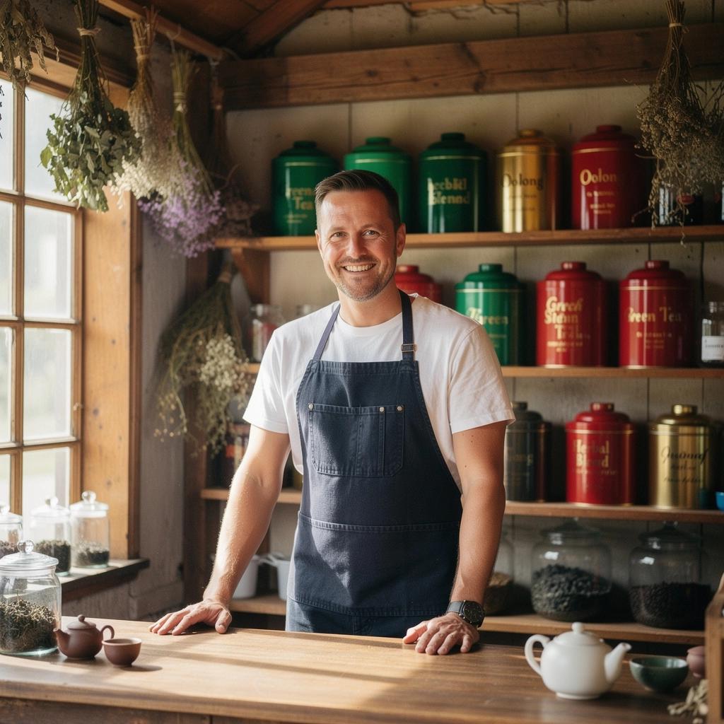 Un assortimento di tè alle erbe in scatole colorate su uno scaffale.