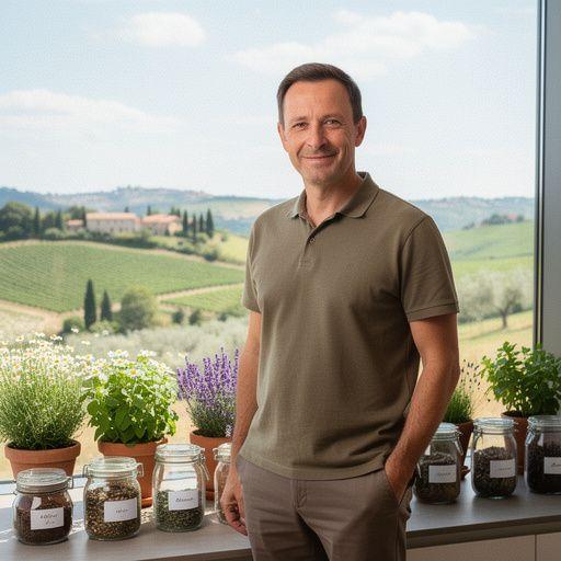 Una teiera elegante versando tè alle erbe in un bicchiere.