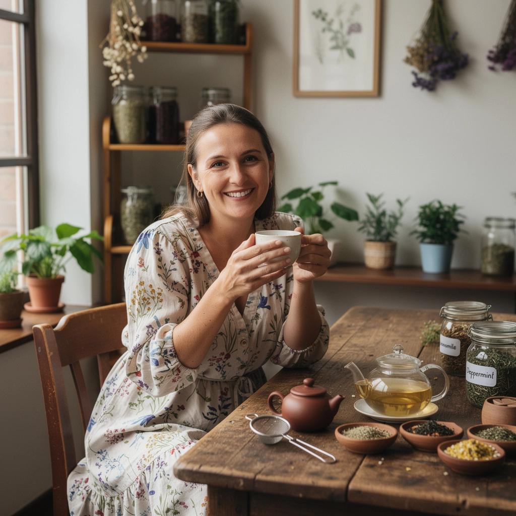 Una scena di relax con una tazza di tè e un libro su un tavolino.